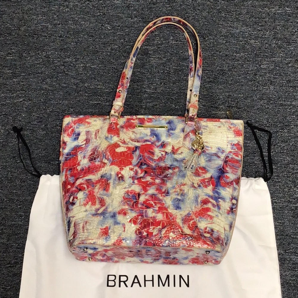 Sold-Brahmin Red and Blue Tote Bag